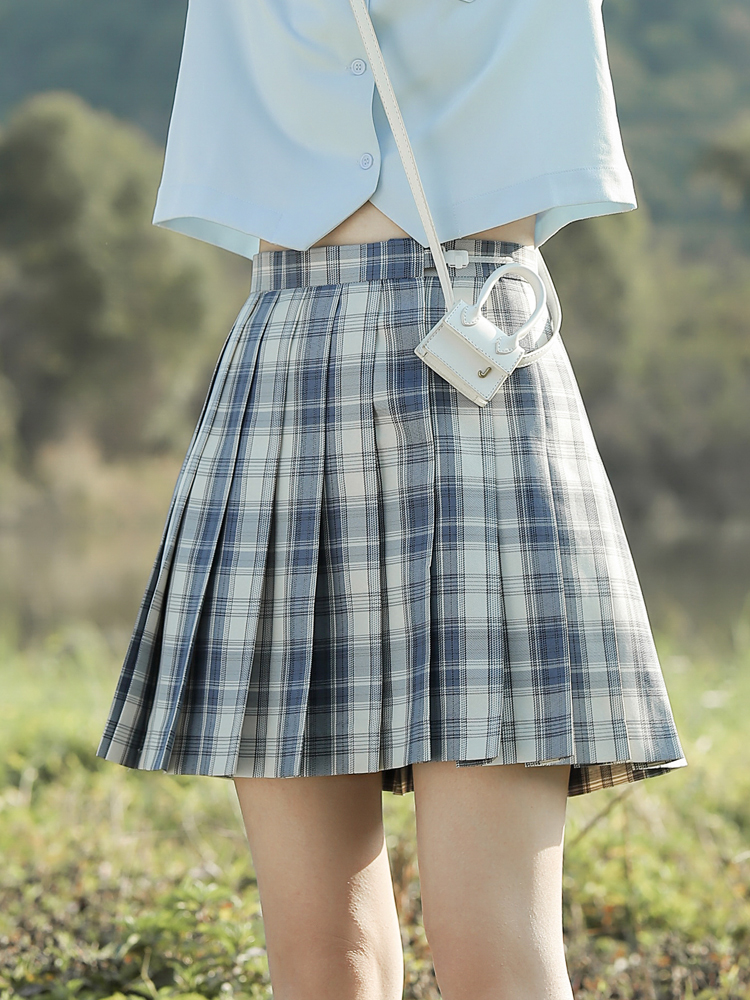 Fashion Personality A-line Pleated Skirt Blue Skirt