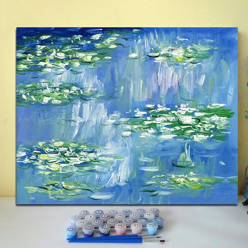 Hand Painted Living Room Bedroom Decoration Diy Digital Oil Painting - 70288Water Lily