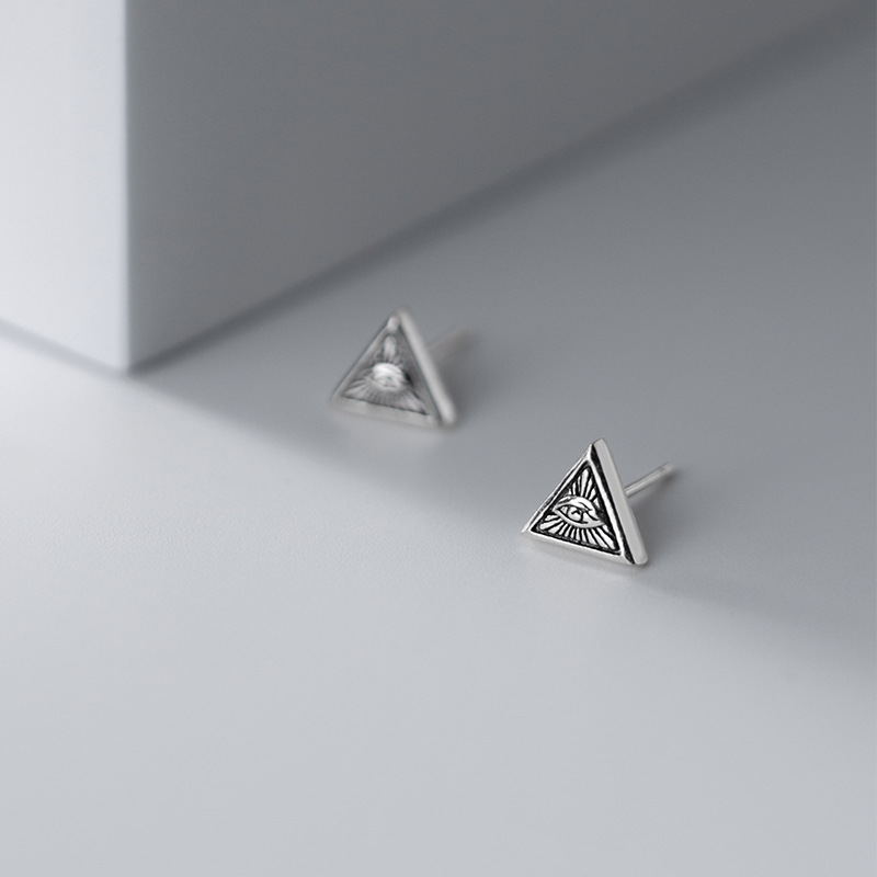 Angel's Eye Triangle Earrings Retro Personality Small Earrings