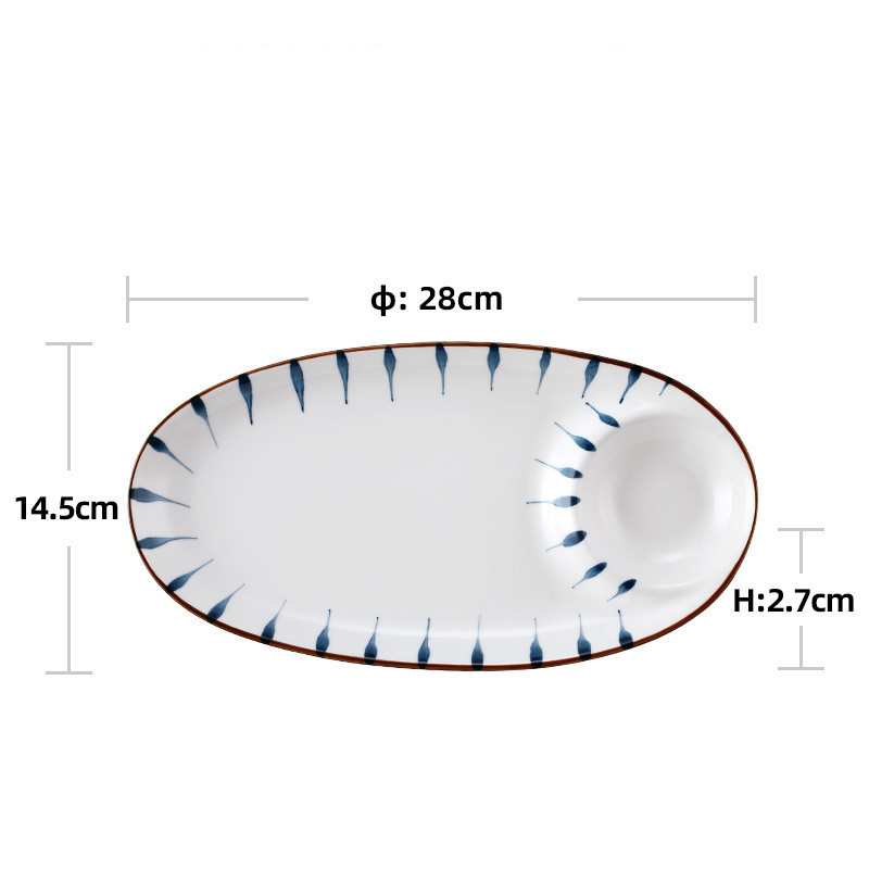 Title 2, Household Ceramic Oval Dumpling Dinner Plate