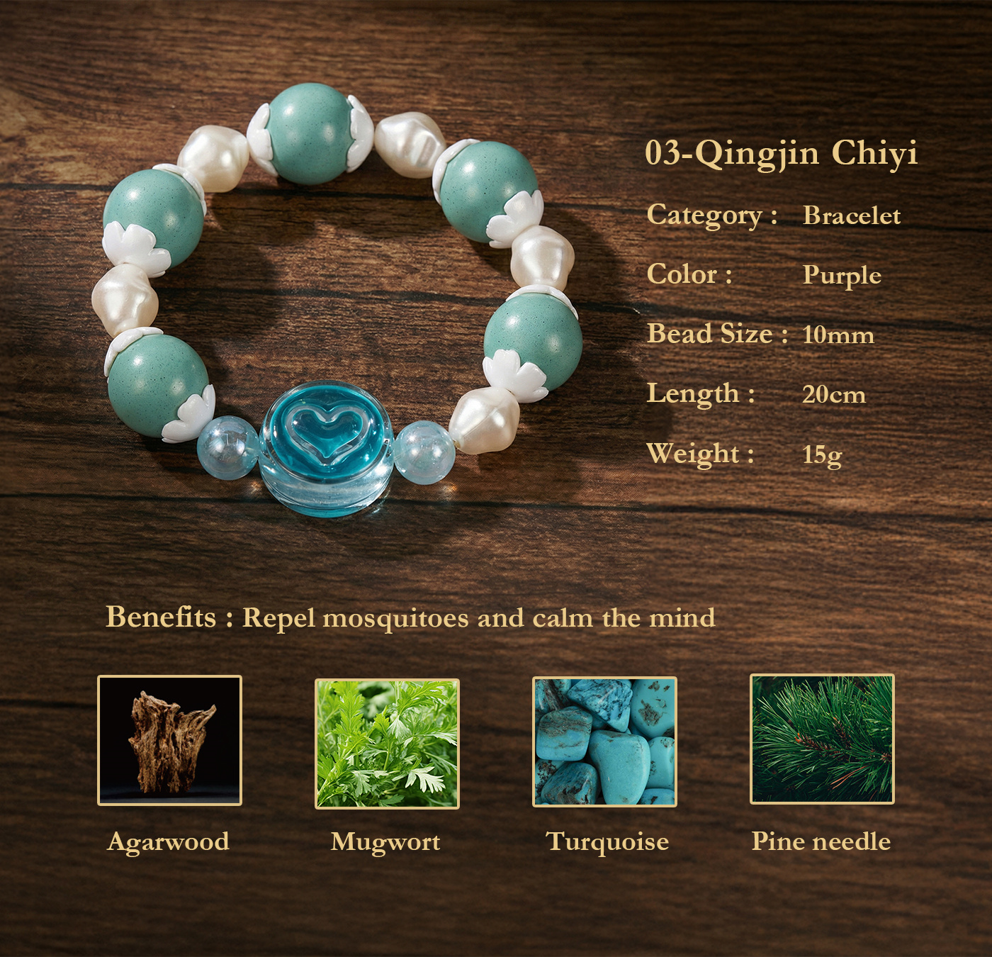 Traditional Chinese Medicine Jewelry Bead Bracelet