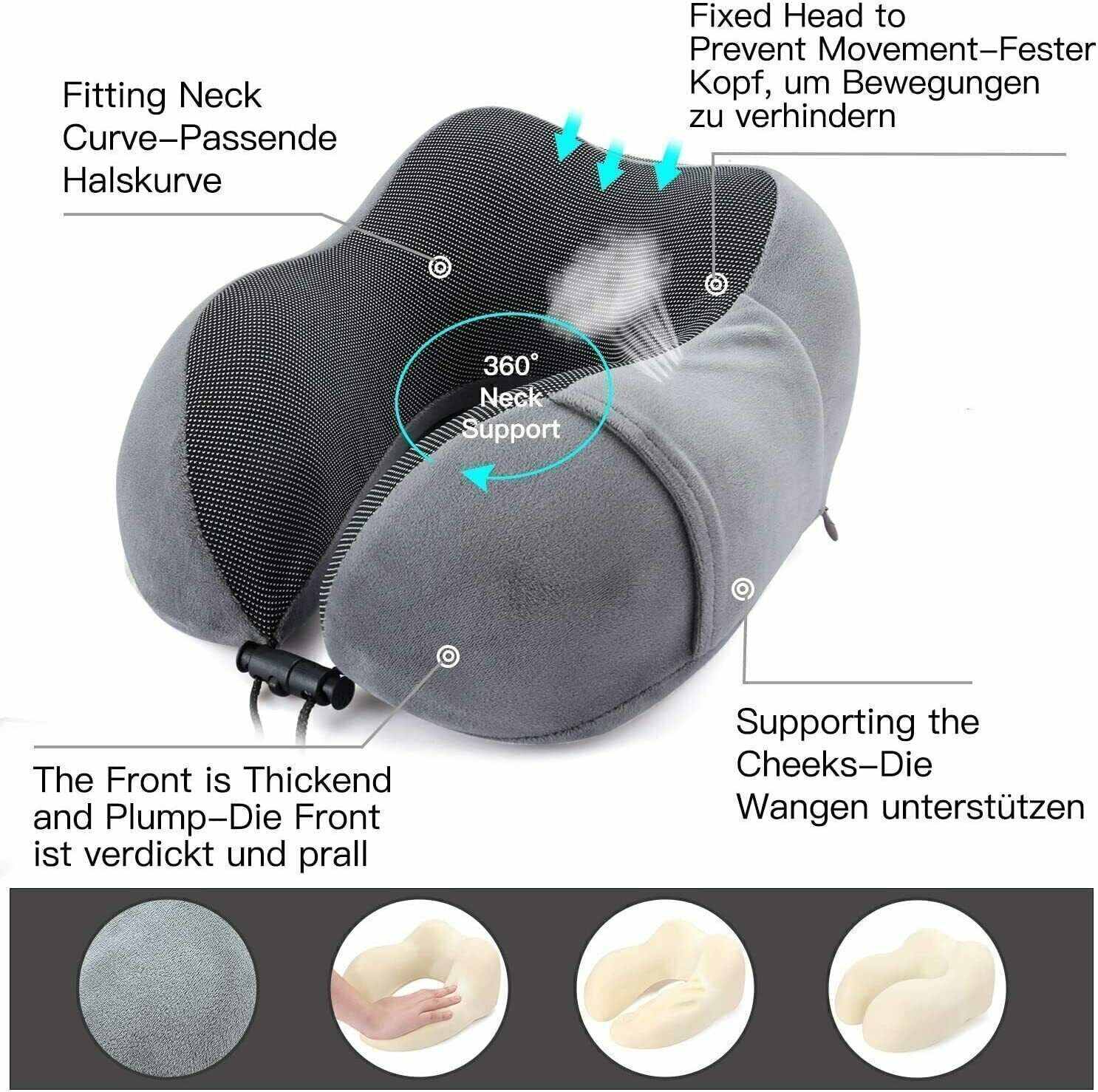 Memory foam u shaped travel pillow neck support soft rest
