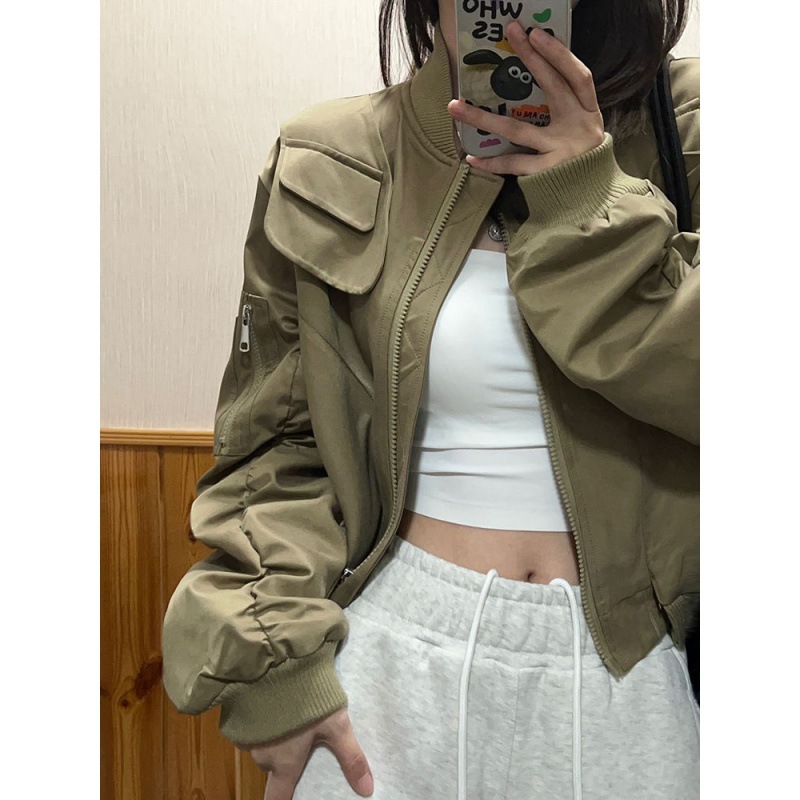 Title 6, Bomber Jacket Coat Female Loose Long Sleeve Top