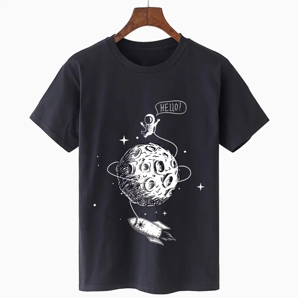 Round Neck Short Sleeve Starry Print Oversized Loose T-Shirt
