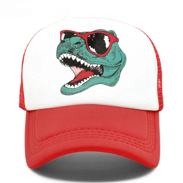 Statement Dinosaur Print Soft Top Cap Red - Shop at LoveMi