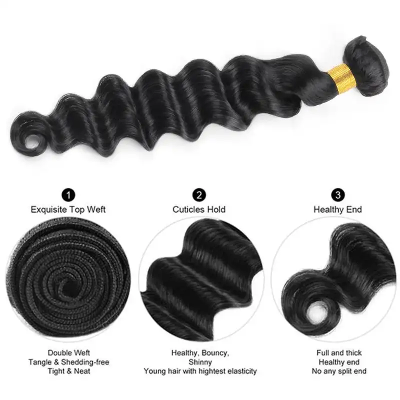 Glueless Body Wave Human Hair Bundles For Daily Wear10A Virgin Remy Hair Weave Soft & Thick Natural BlackHuman Hair Extensions 24 Inches