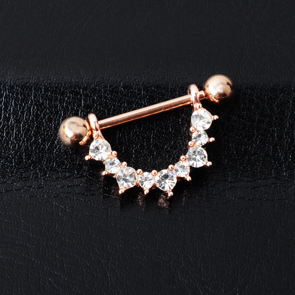 Title 5, Nipple Ring U-shaped Diamond Nipple Ring Orname...