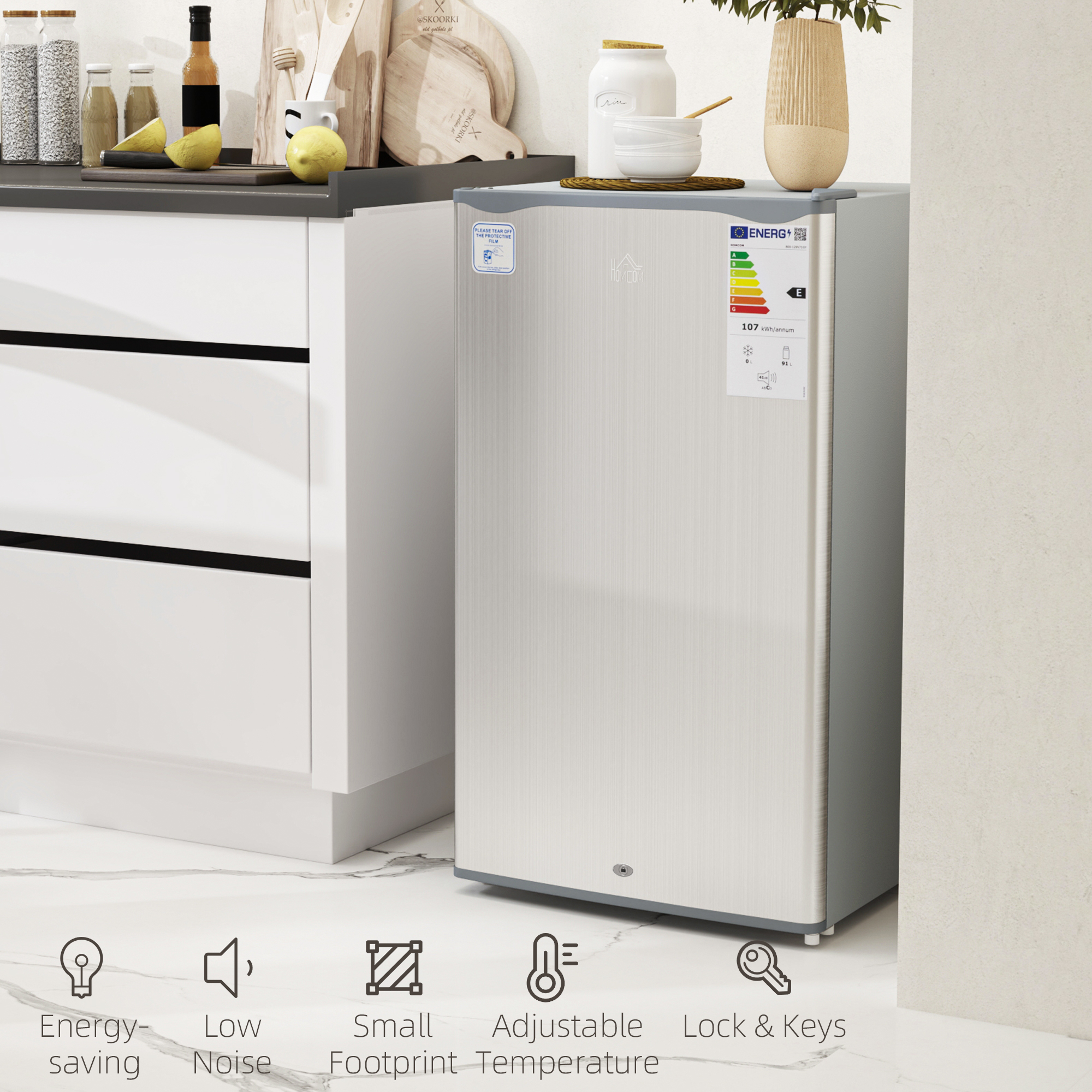 91 Liter Independent Under Table Refrigerator With Lock -grey — image 5