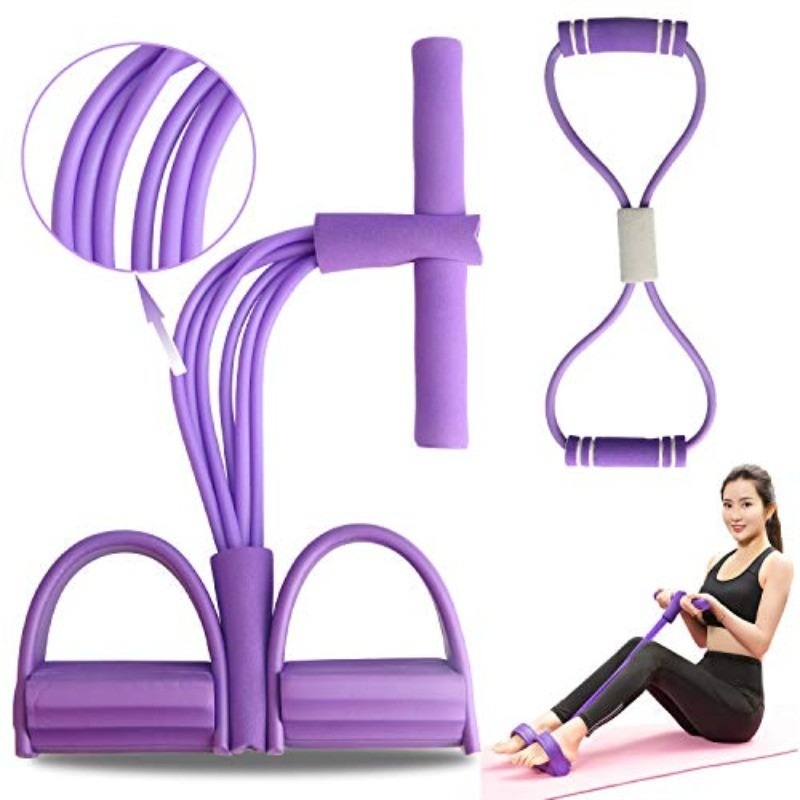 Multi-Function Tension Rope 6Tube Gym Fitness Foot Pedal Exerciser Pull Band New 9