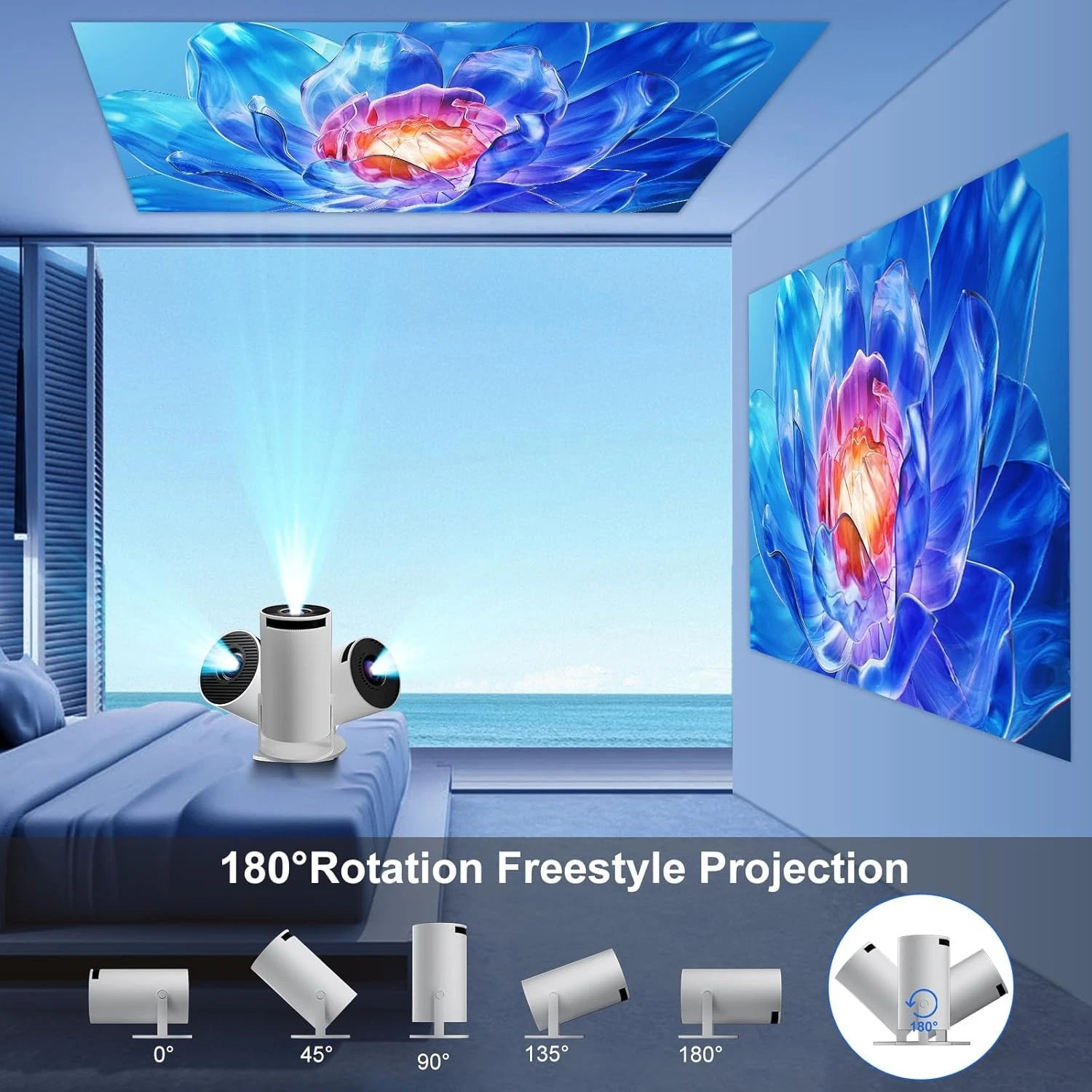 4K 5G Projector Smart HD LED WiFi Bluetooth H DMI USB Android Office Home