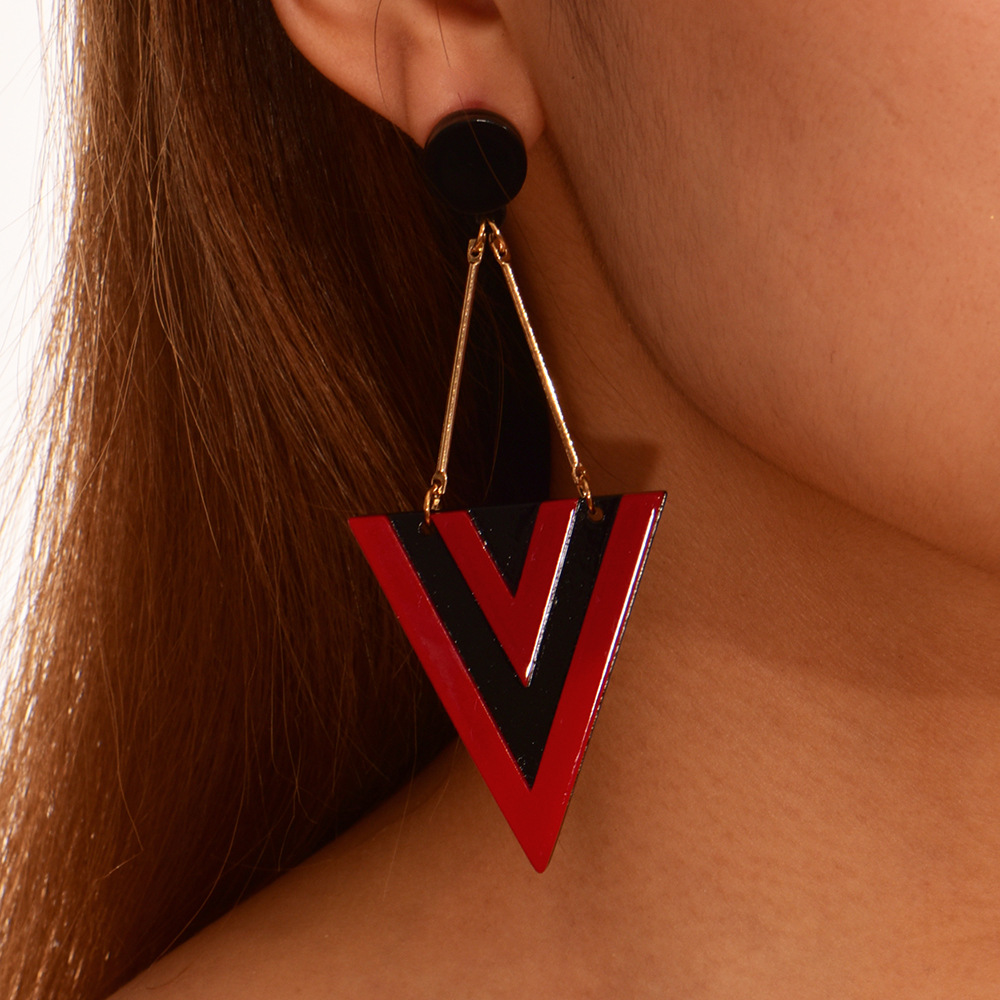 Title 4, Fashion Popular Plate Triangle Patch Earrings, ...