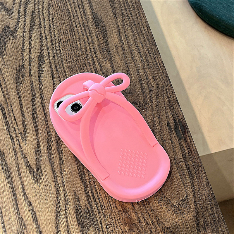 Bowknot Human Slippers Silicone Phone Shell - Image 3