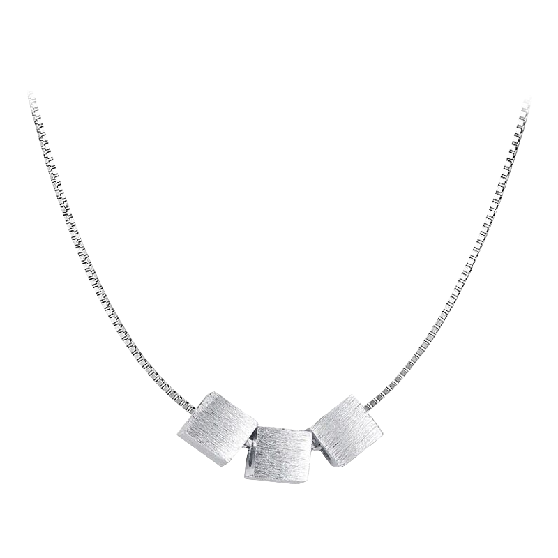 Minimalist Sterling Silver Cube Pendant
