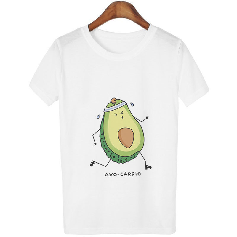 Wishebay European And American Avocado Print Top Vegetarian T-shirt