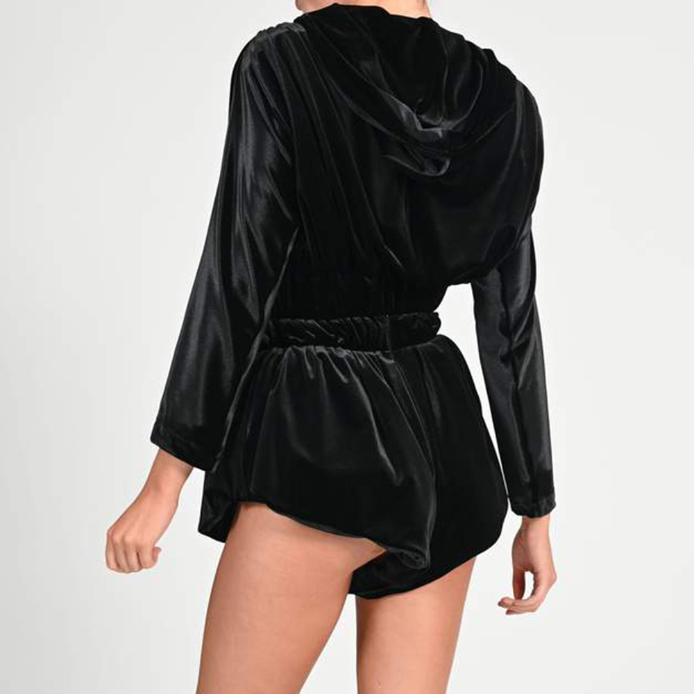 Gold Velvet Long-sleeved Umbilical Cord Hooded Jacket