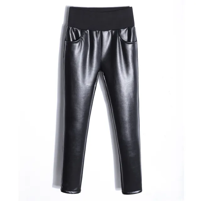 Matte Leather Pants Women's Fleece lined Thickened Black, Light Fleece Lining - Shop at LoveMi