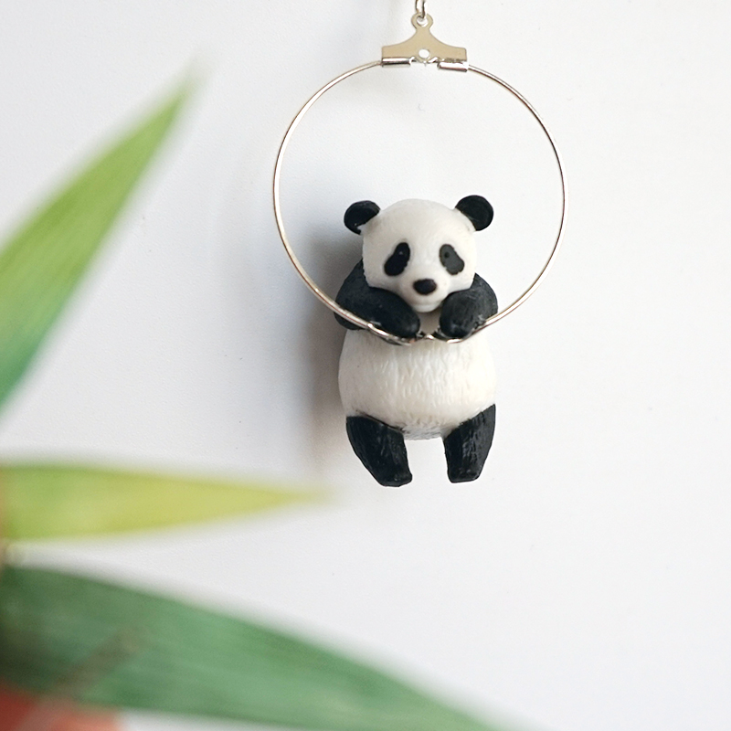 Title 8, Panda Bamboo Earrings Stay Cute Animal Playful