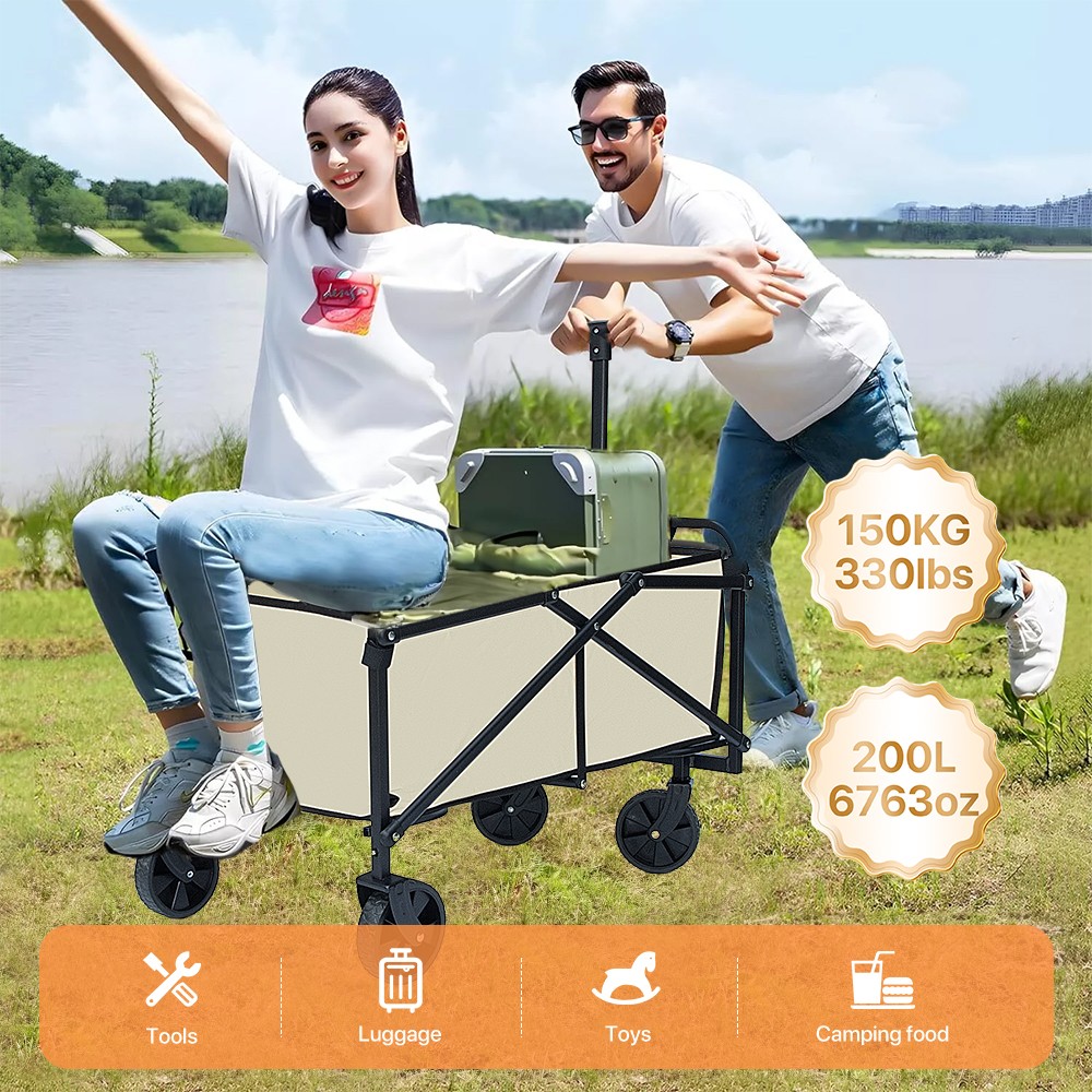 150KG Heavy Foldable Trolley Cart Wagon Garden Camping Tool Storage Wheelbarrow — image 8