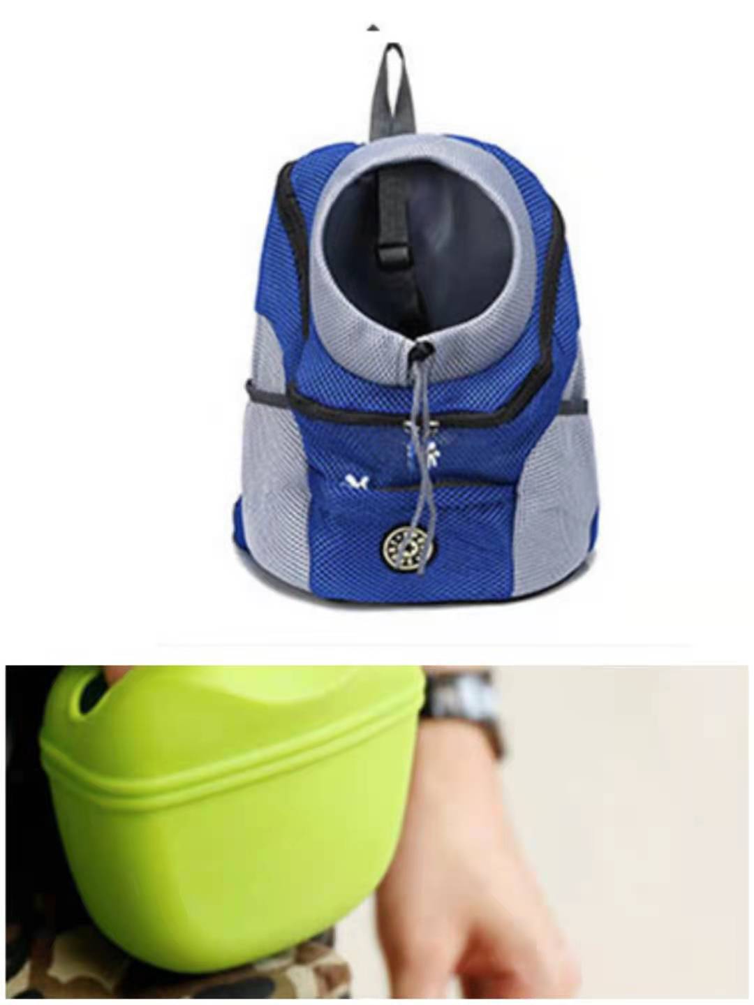 Green supplie and blue bag l