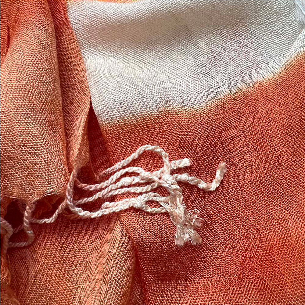 Coral Toned Abstract,Flowy Casual Scarf ,Orange Red Printed Scarf,Fringed Edges For Movement  Women Men
