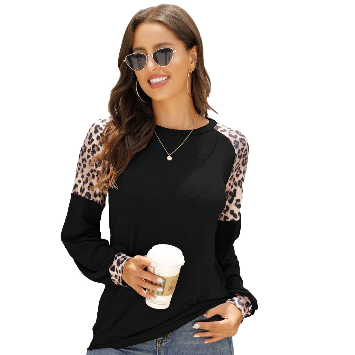 Street Fashion Personality Leopard Print Long-sleeved Top