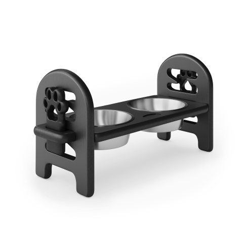 White Adjustable Pet Bowl Travel Ready HDPE Durable Poly Lumber Recycled Black - Shop at LoveMi