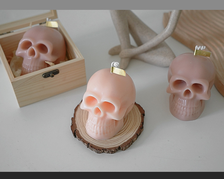 Halloween skull scented candle gift box (white)
