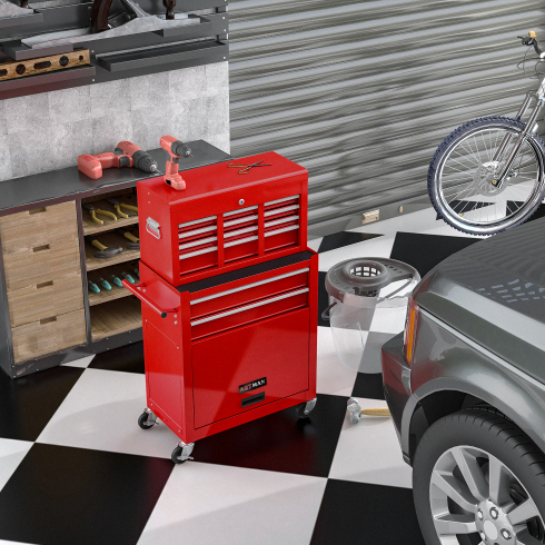 High Capacity Rolling Tool Chest With Wheels And Drawers, 8 Drawer Tool Storage Cabinet RED thumbnail 1