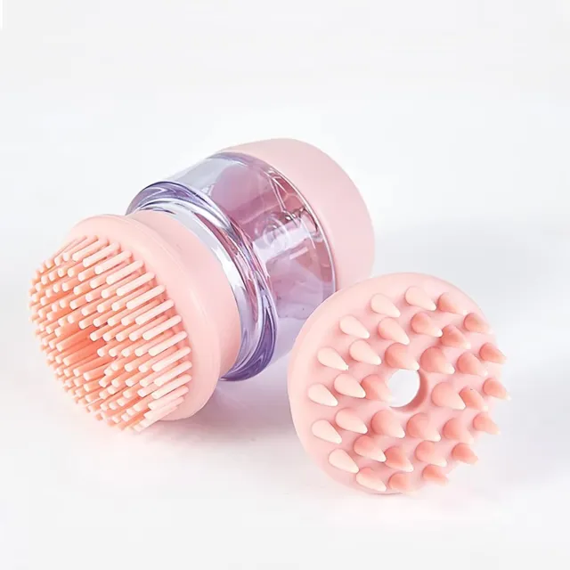 Cat Dog Pet Bath Brush Silicone Cat Dog Grooming Brush Puppy Massage Brush Hair Fur Cleaning Brush With Shampoo Dispenser Double Brush Head Pink - Shop at LoveMi