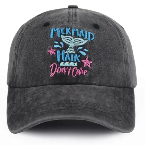 Mermaid Hair Baseball Cap For Women Men, Cute Cow Baseball Hat Vintage Washed Cotton Fitted Cap Grey - Shop at LoveMi