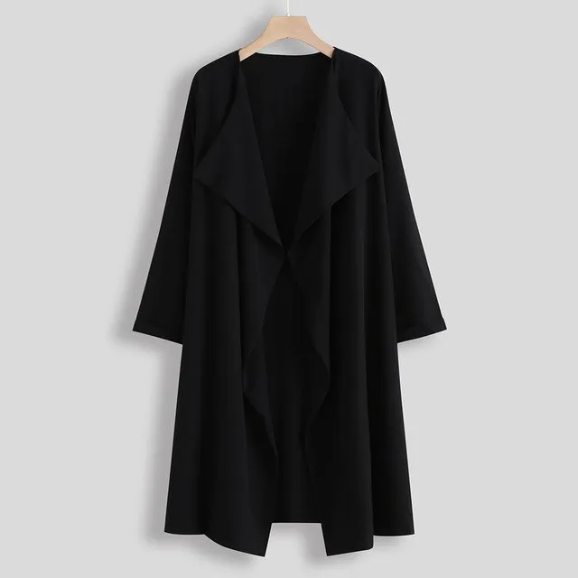 Women's Thin Windbreaker Long Coat Autumn Office Slim Coat Khaki - Shop at LoveMi
