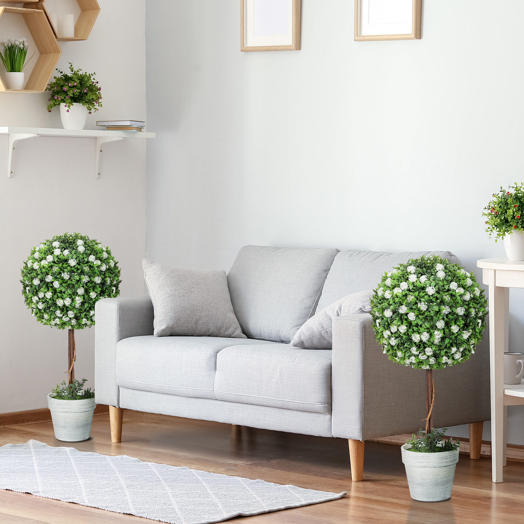 Two Pot Decorative Simulation Plant Set, Nine Lily Flower Potted Plants, Fake — image 4