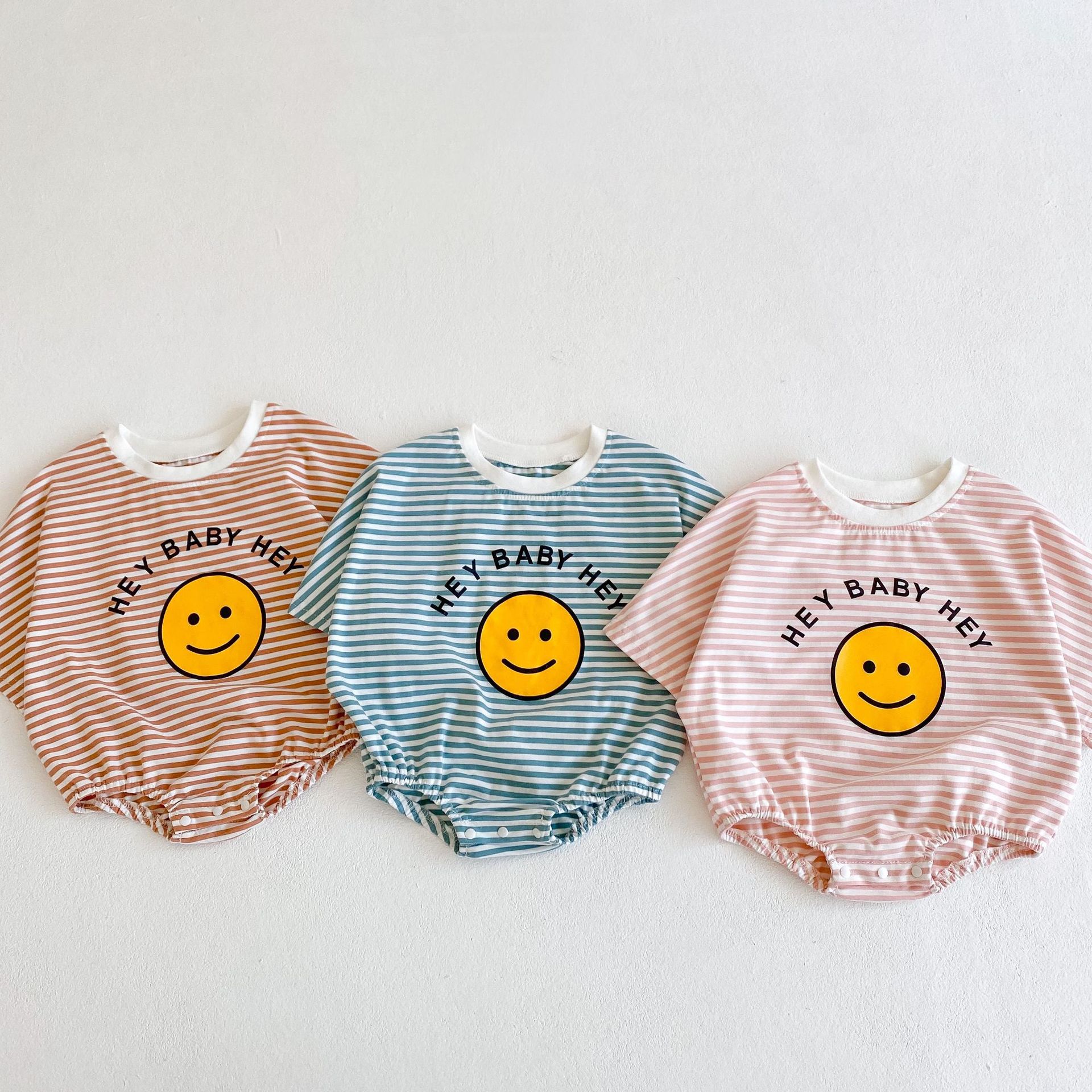 Summer Baby Children's Cotton Short Sleeve Rompers Printed Striped Romper
