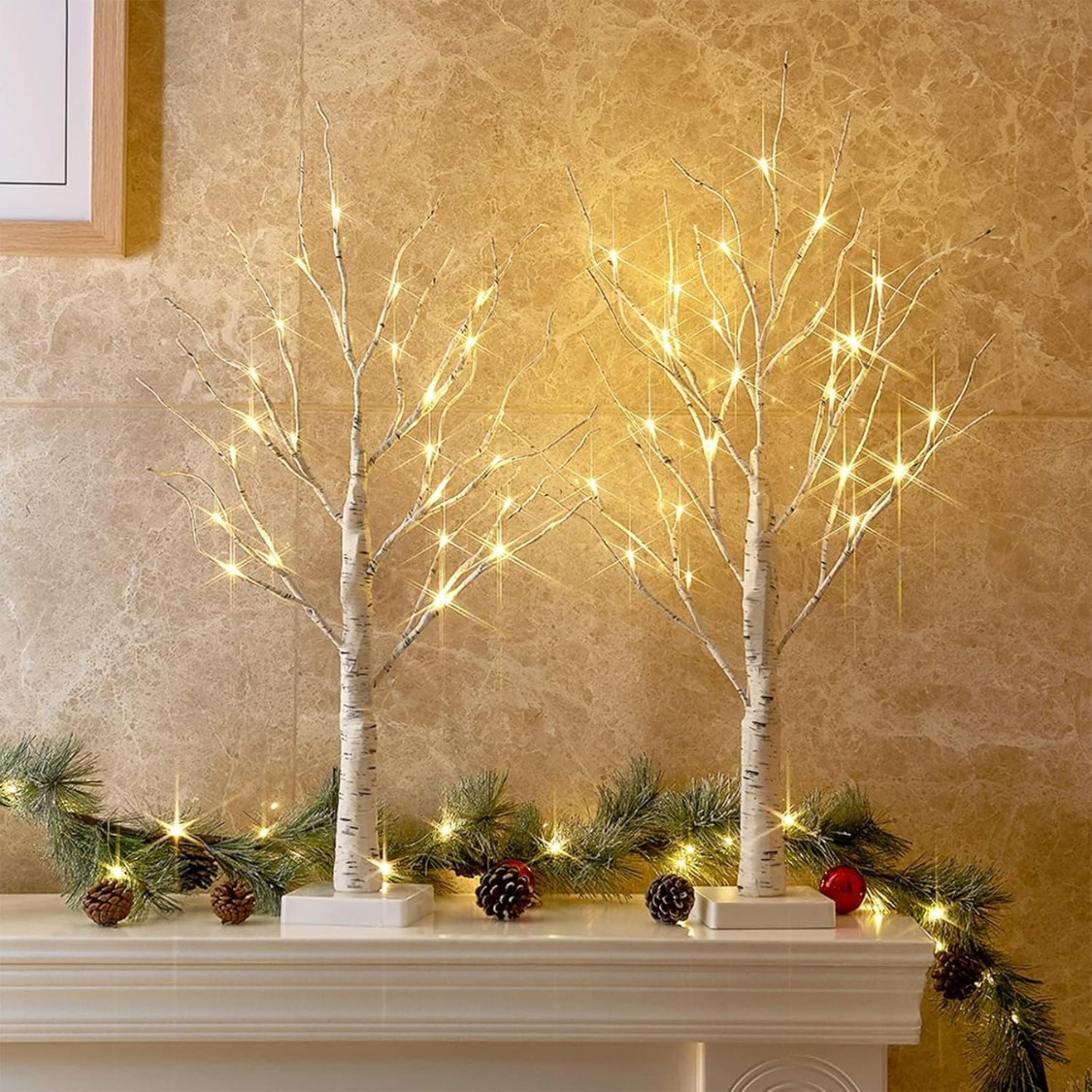 Home Decor, 2FT Birch Tree With LED Lights Warm White Light Up Tree — foto 3