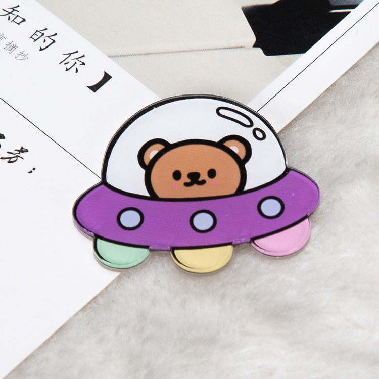 Cute Japanese Creative Cartoon Acrylic Brooch Girl Clothes Bag Pendant Badge Pin Jewelry Ufo Bear - Shop at LoveMi