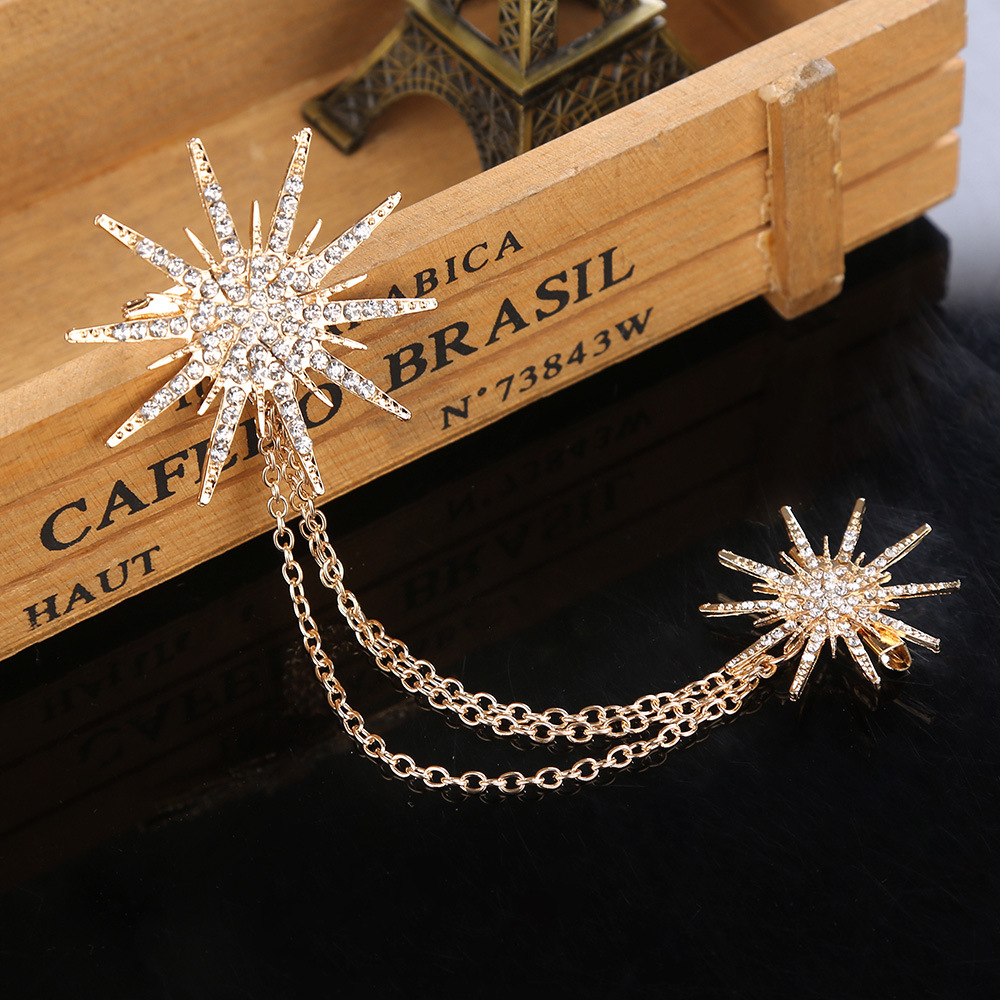 Title 3, Simple Snowflake Diamond-studded Collar Pin Sca...