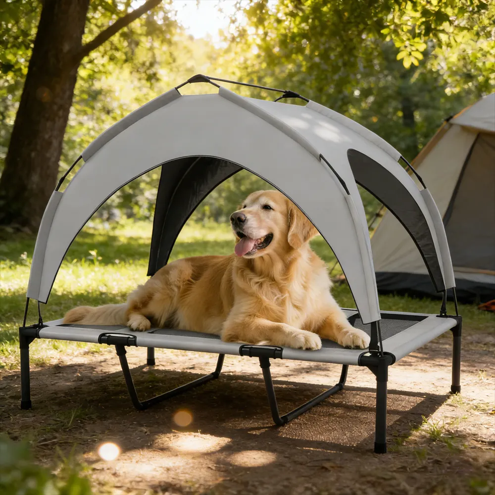 Elevated Dog Bed With Canopy, Raised Outdoor