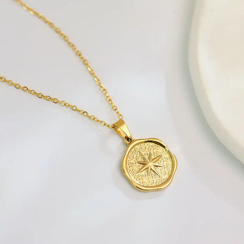 Women's Personalized Round Card Eight Mangoes Titanium Steel Does Not Lose Color Sweater Chain