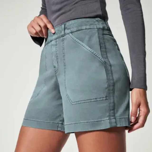 Women's Shorts Summer Fashion High Elasticity Shorts With Pockets Casual Pants Sea Blue - Shop at LoveMi