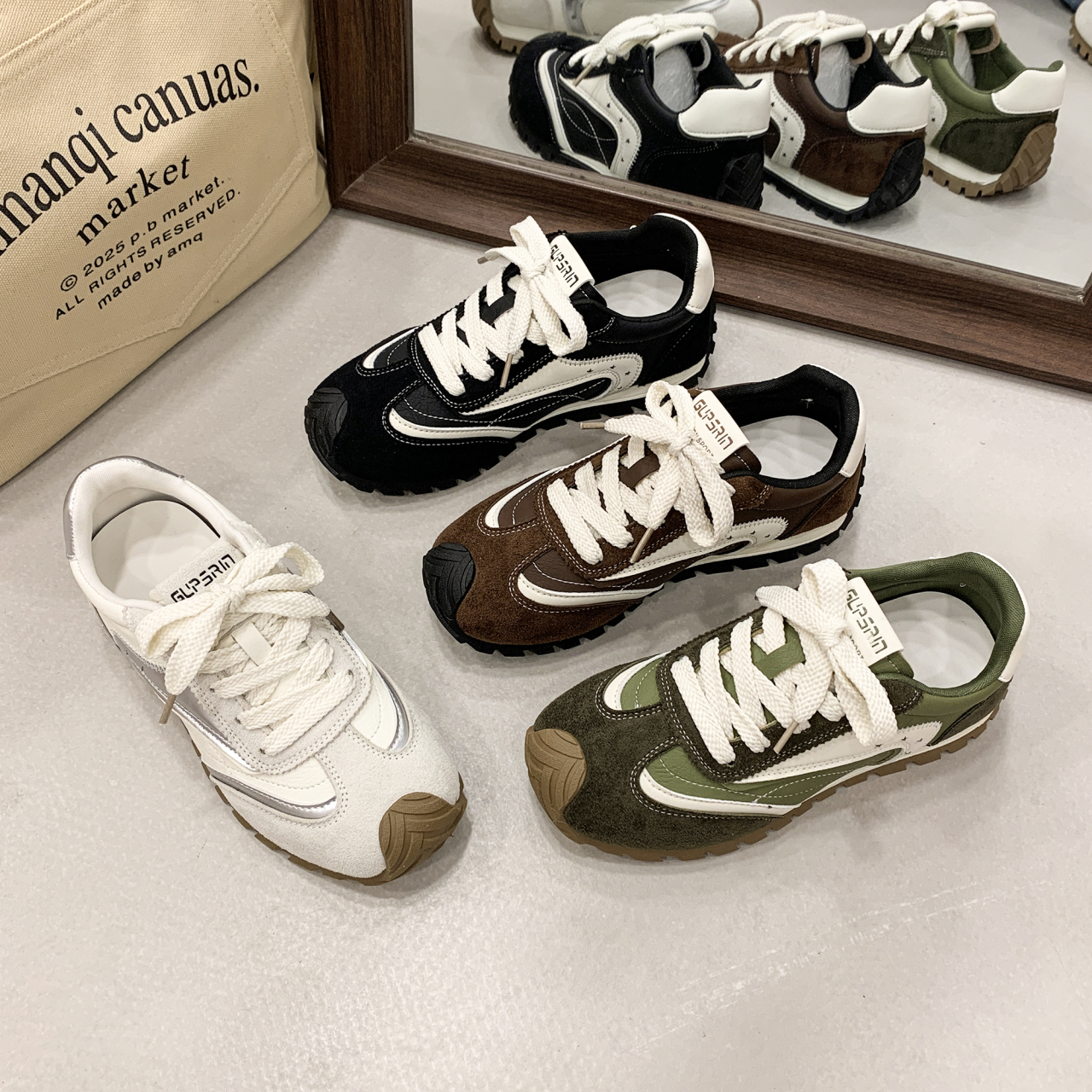 Women's 2026 New Vintage Lace-Up German Trainers, Foot-Slimming Casual Retro Running Sneakers
