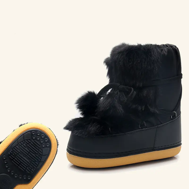 Full Wool Ball Snow Boots Women's Wool Anti-skid