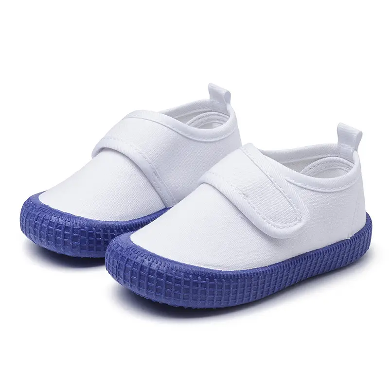 Children's Canvas Indoor Slip-on Elastic White Shoes