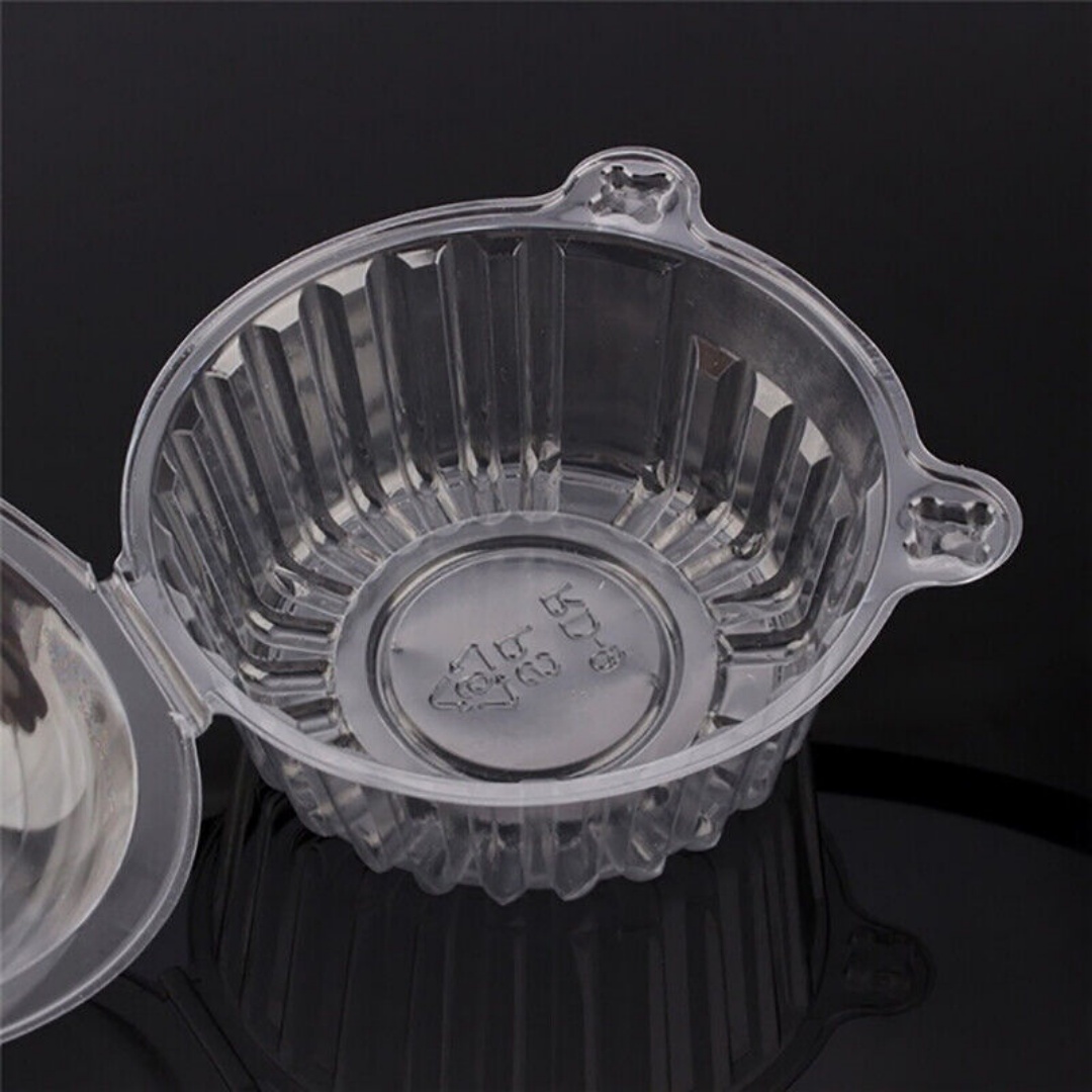 50Pc Plastic Cupcake Muffin Single Cup Cake Holders Boxes Pods Domes Cases Clear — image 9