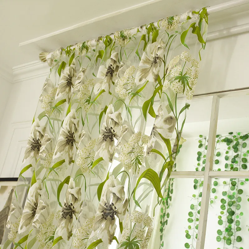 White Striped Yarn Translucent Curtain For Bedroom – image 3