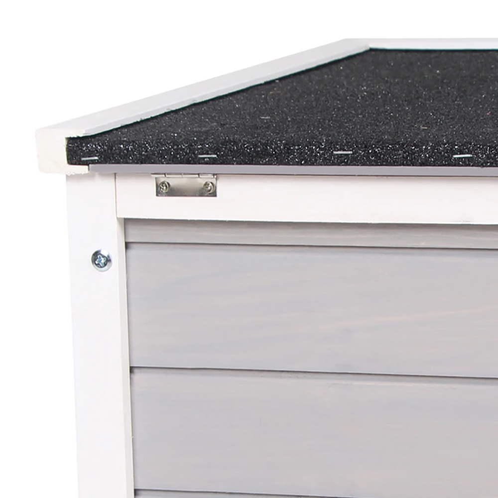 Small Wooden Rabbit Hutch Bunny Cage Guinea Pig Cage Duck House Dog House With Openable & Waterproof Roof, For Rabbits, Chickens, Ducks, Gray