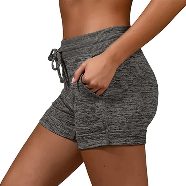 Solid Color Lace Up Yoga Pants Casual Sports Outdoor Women's Shorts Dark Grey - Shop at LoveMi