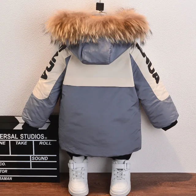 Western Style Boys Winter Clothing Cotton Coat Baby Winter Cotton Padded Fleece Lined Padded Warm Keeping Coat Children's Cotton Wear Grey - Shop at LoveMi
