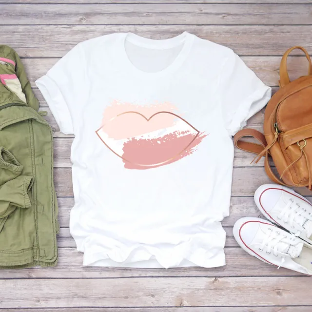 Watercolor Love Fashion Print Short sleeved T shirt Women's Trend U - Shop at LoveMi