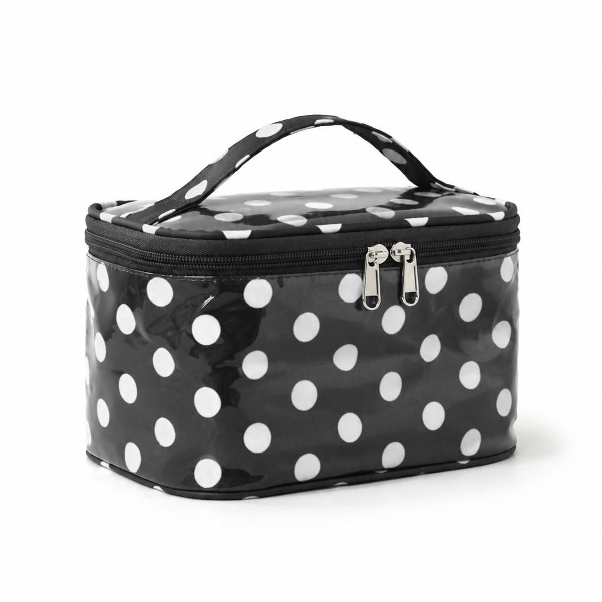 Makeup Bag With High Aesthetic Value And Large Capacity Cosmetic Storage Box - Black And White Polka Dots