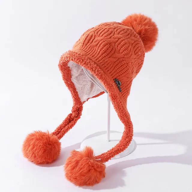 Ladies Autumn And Winter New Style Stitching Lamb Wool Hat Orange - Shop at LoveMi